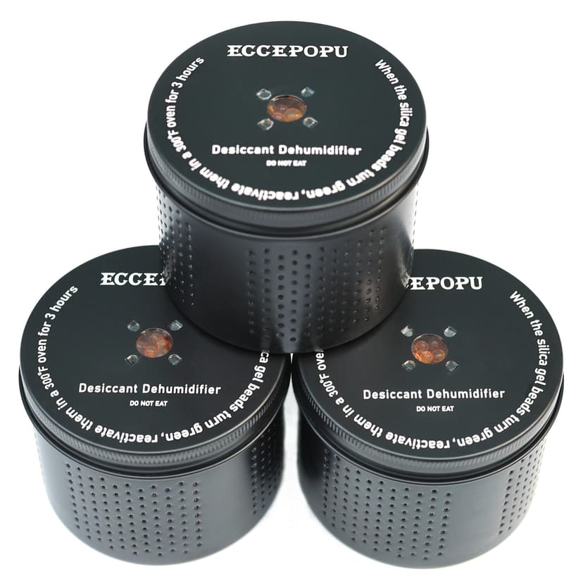 ECCEPOPU Gun Safe Dehumidifier 200g - Silica Gel Desiccant Canister, Moisture Absorber for Gun Cabinets & Safes, Protect 80 Cubic Feet, Black, Aluminum Shell