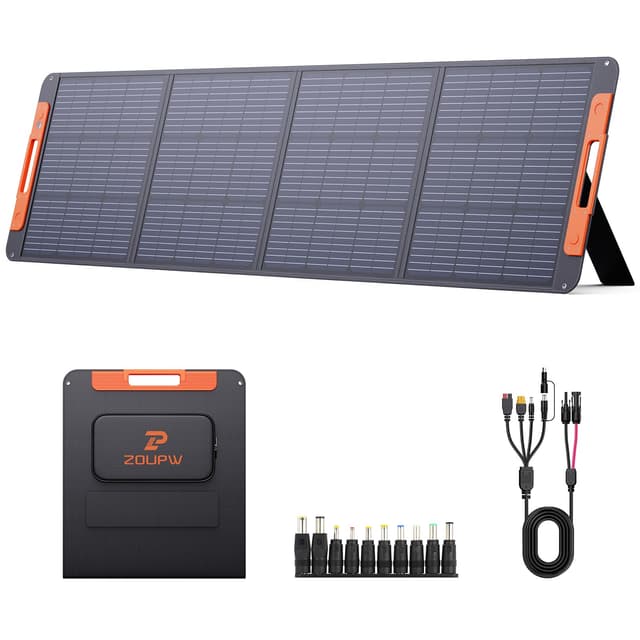 200W Portable Solar Panel for Power Station,23.5% Efficiency Mono Foldable Solar Charger with Solar Angle Guide for Jackery/Bluetti/EcoFlow/Anker,IP67 Waterproof for Camping RV Off-Grid Backup