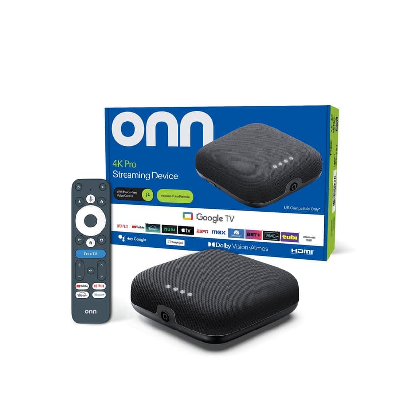 IT'S BRAZILIAN onn 4K Pro Streaming Device, Google TV with Gemini* - Ultra-Fast Streaming, Stunning 4K UHD, 32GB Storage, 3GB RAM, Dolby Vision & Atmos, Find My Remote with Backlight, Ethernet Port