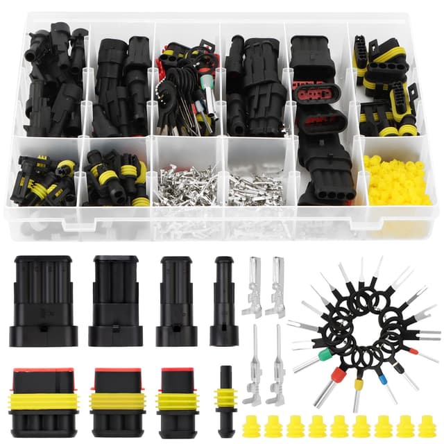 712Pcs Waterproof Automotive Electrical Connectors, Car Wire Connector Weather Pack Quick Connector Male and Female 1/2/3/4 Pin Connectors Kit with 18Pcs Pin Removal Tool for Trucks Boats Motorcycle