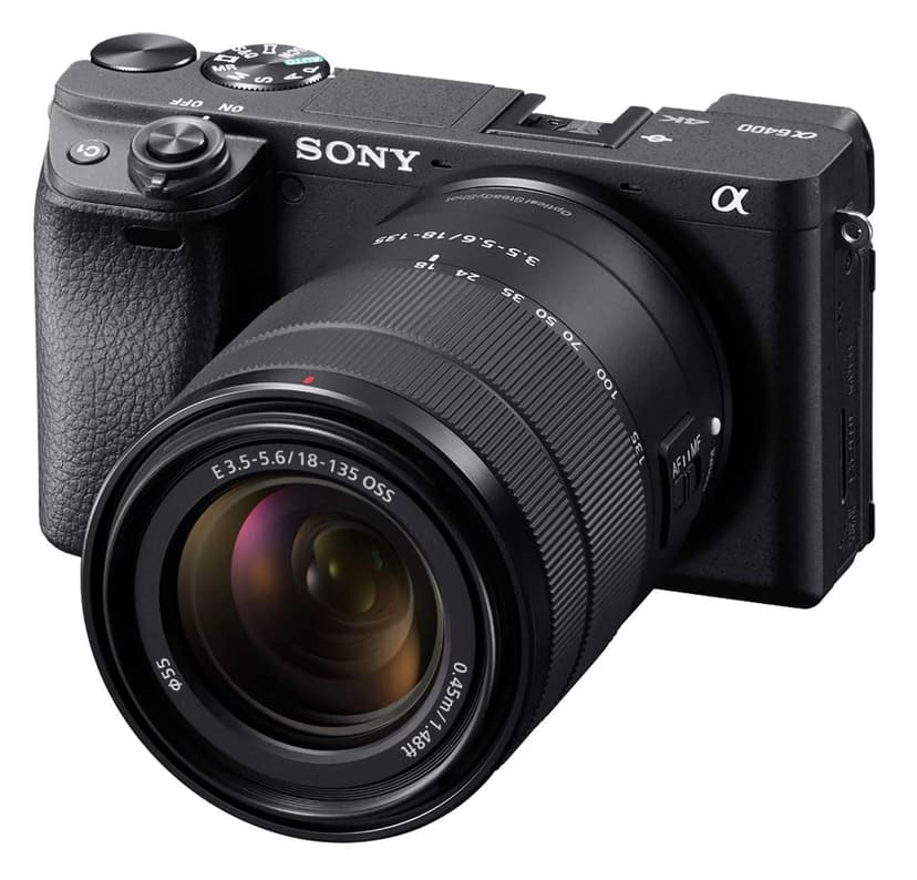 Sony Alpha a6400 Mirrorless Camera: Compact APS-C Interchangeable Lens Digital Camera with Real-Time Eye Auto Focus, 4K Video, Flip Screen & 18-135mm - E Mount Compatible Cameras ILCE-6400M/B