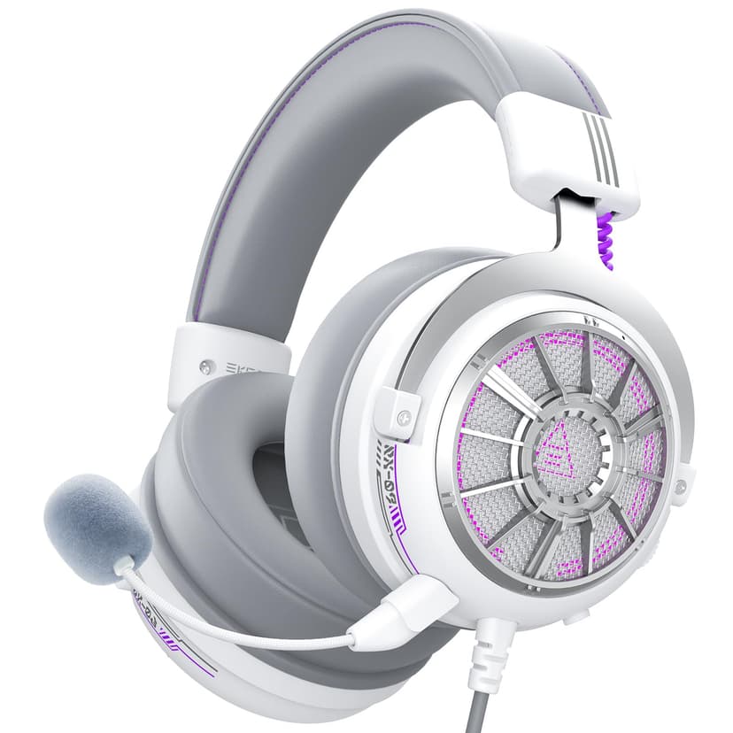 EKSA StarEngine S PC Gaming Headset-Stereo Surround Sound for PS4 PS5 Xbox One Xbox Series X/S, Over Ear Headphones with Noise Cancelling Mic, 50mm Drivers, 3.5mm Wired Headphones for Computer (White)