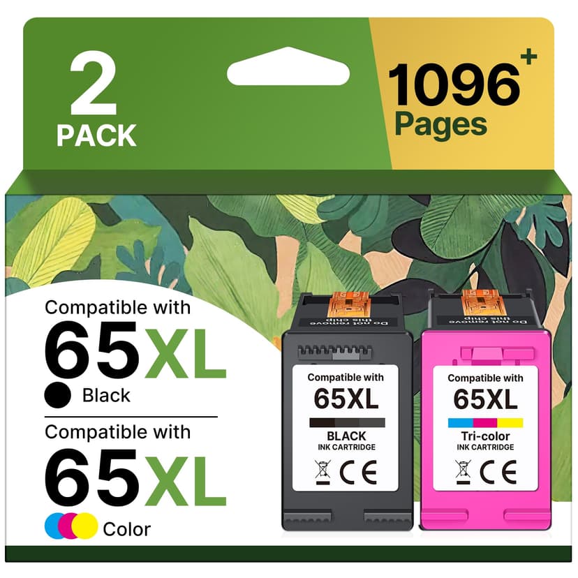 65XL Ink Cartridges Black/Color Combo Pack High-Yield Replacement for HP Ink 65 65XL Ink Cartridges Work for HP DeskJet 3755 3772 3700 3752 3722 2600 2622 Envy 5055 5000 5070 5052 (1 Black,1 Color)