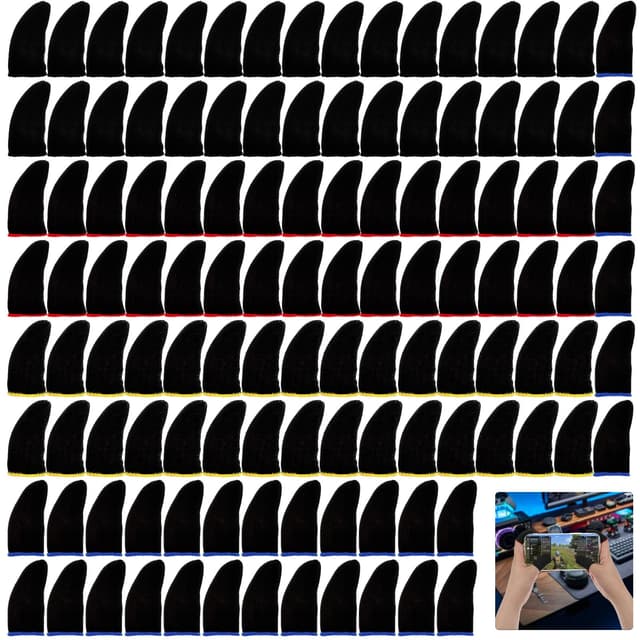 YUXIANLB 120 Pieces Finger Sleeves for Gaming, Colored Thumb Sleeve Mobile Game Controller Finger Cover Anti Sweat Breathable Seamless Touchscreen Silver Fiber for Mobile Phone Game