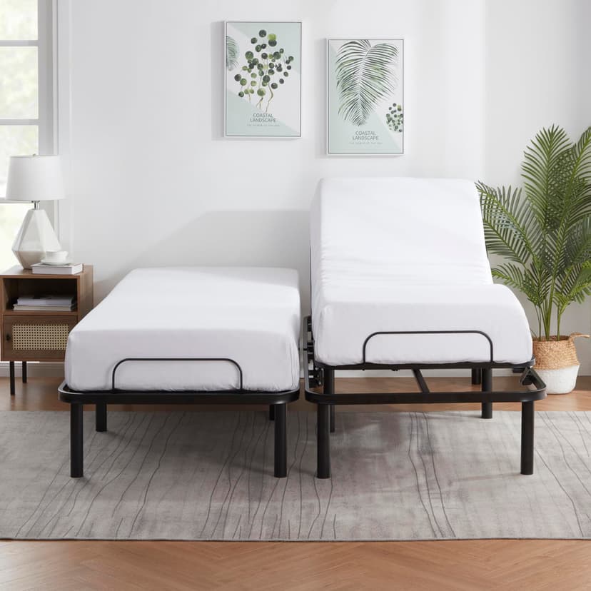 Nestl Basic Adjustable Bed Base, Split King Size Bed Frame, Motorized Head and Foot Incline, Adjustable Bed Frame, Wireless Remote, Fast & Easy Assembly