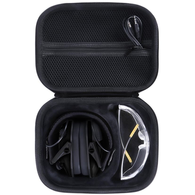Peyyargo Storage Case Compatible with Walker's Razor Slim Shooting Hearing Protection Electronic Earmuffs (Black, For Earmuffs and Glasses)