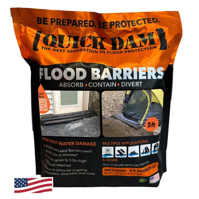 Quick Dam Water Activated Flood Barrier 5 Feet 2-Pack