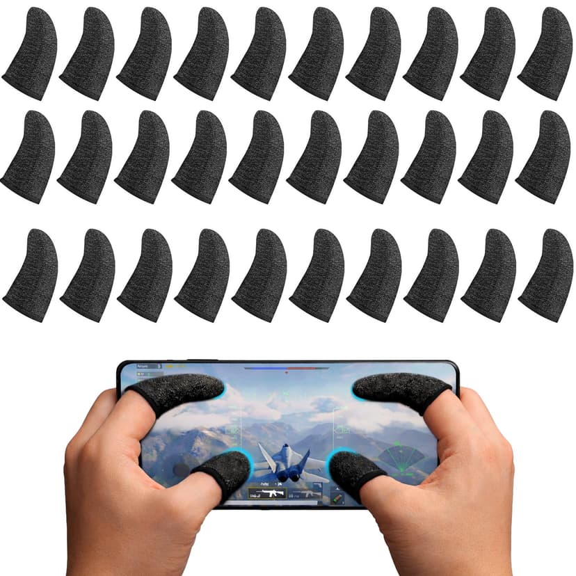 Geyoga 40 Pieces Gaming Finger Sleeve for Thumb Sleeves Mobile Gaming Finger Protector(Black)