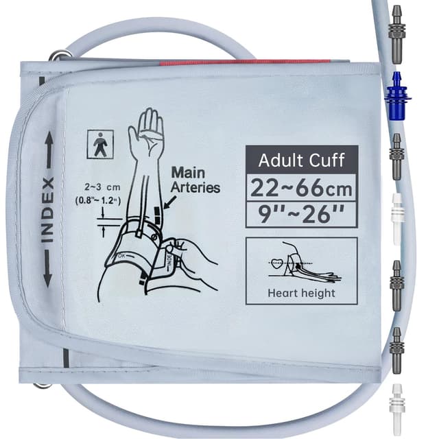 Alcarefam XXXL Blood Pressure Cuff, 9”-26” (22-66CM) Extra Large Cuff Compatible with Omron BP Monitor, Replacement XXX-Large Cuff for Adult Big ARM, with 7 Connectors