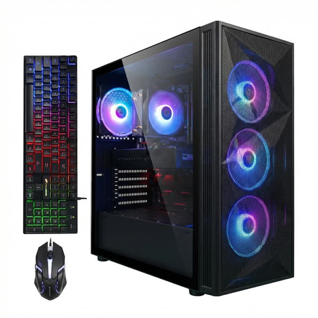 STGAubron Gaming PC Desktop Computer, AMD Ryzen 7 5700X up to 4.6G, GeForce RTX 3050 6G, 16GB DDR4, 1TB SSD, WiFi 6 & BT 5.2, RGB Fan x4, Windows 11 Home