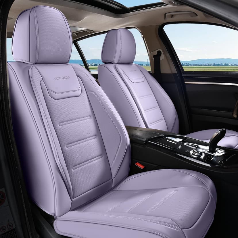 Coverado Car Seat Covers, Front Covers for Cars, Car Seat Cover Front Seats, Car Seat Protector Waterproof, Leather Car Seat Cushion, Universal Interior Covers Seat Protectors for Most Cars Purple