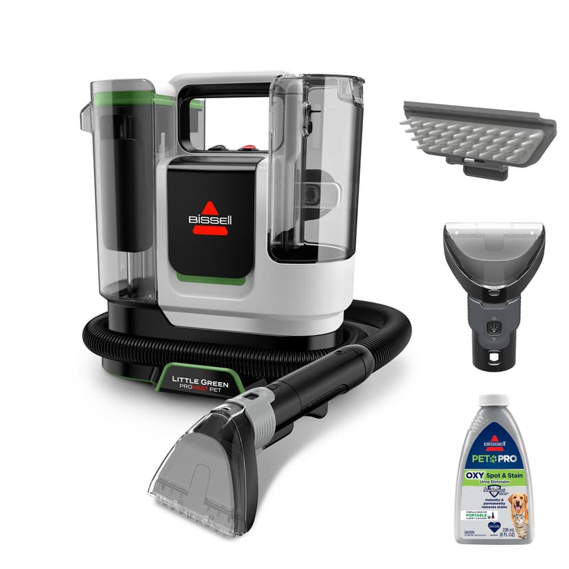 BISSELL® Little Green® Proheat® Pet, Portable Deep Cleaner with Heated Cleaning Technology, Self-Cleaning Tough Stain Tool and Pet Pro Oxy Triple Action Formula Included, 3969