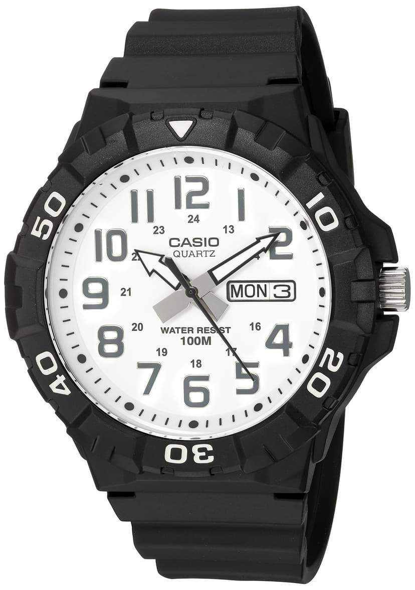 Casio MRW210H Series | Men's Analog Watch | Sporty Design | 100 Meter Water Resistance | Date Display | Rotary Bezel | Regular Time Keeping (HR, Min, SEC, PM, Date, Day) | 3 Year Battery