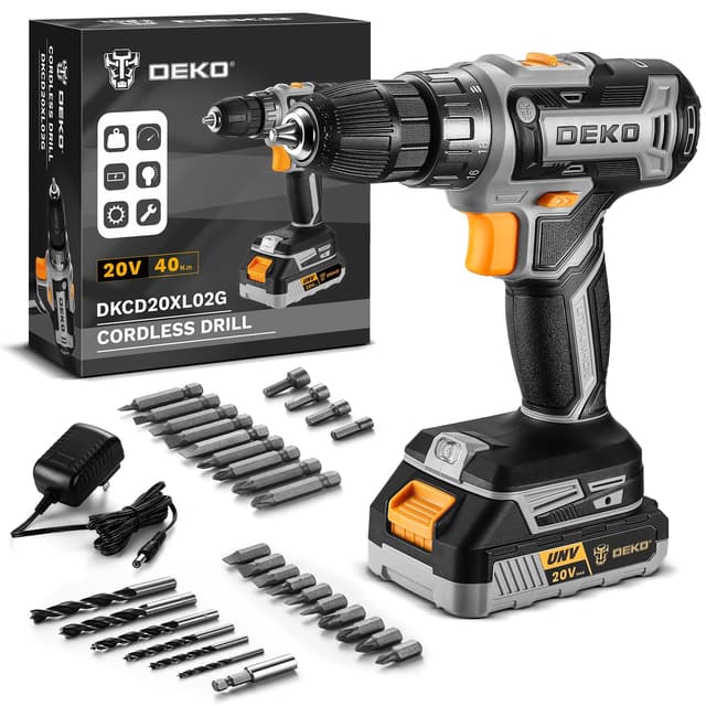 Power Drill Cordless: DEKOPRO Cordless Drill 20V Electric Power Drills Set Tool Drills Cord-less Set with Battery and Charger