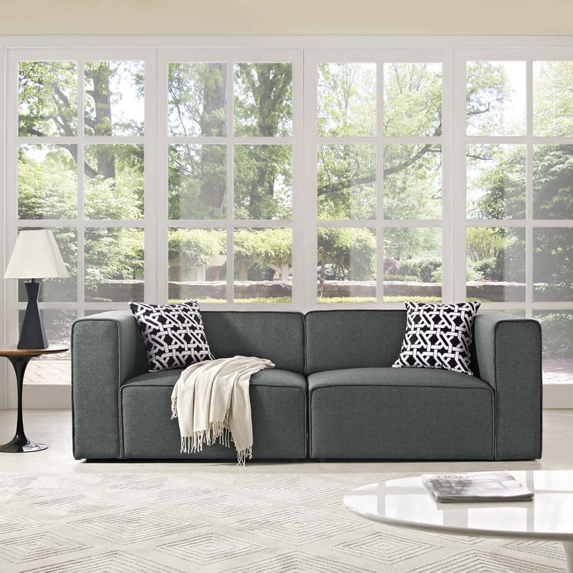 Modway Mingle Contemporary Modern 2-Piece Sectional Sofa Set in Gray