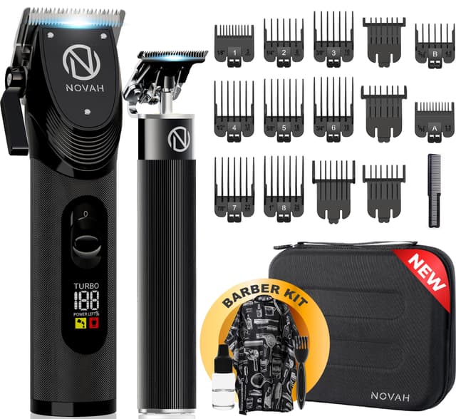 Novah Professional Hair Clippers for Men, Professional Barber Clippers and Trimmer Set, Mens Cordless Clipper, Fade Haircut Kit, Electric Hair Cut Machines