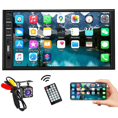 Naifay Car Stereo Double Din Radio with Bluetooth, Car Radio Touchscreen 7 Inch MP5 Player Car Stereo with Backup Camera Bluetooth, Mirror Link, FM/SWC/USB/SD/AUX, Car Audio Receivers with Subwoofer