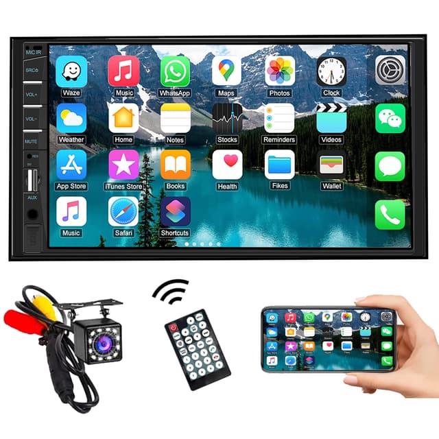 Naifay Car Stereo Double Din Radio with Bluetooth, Car Radio Touchscreen 7 Inch MP5 Player Car Stereo with Backup Camera Bluetooth, Mirror Link, FM/SWC/USB/SD/AUX, Car Audio Receivers with Subwoofer