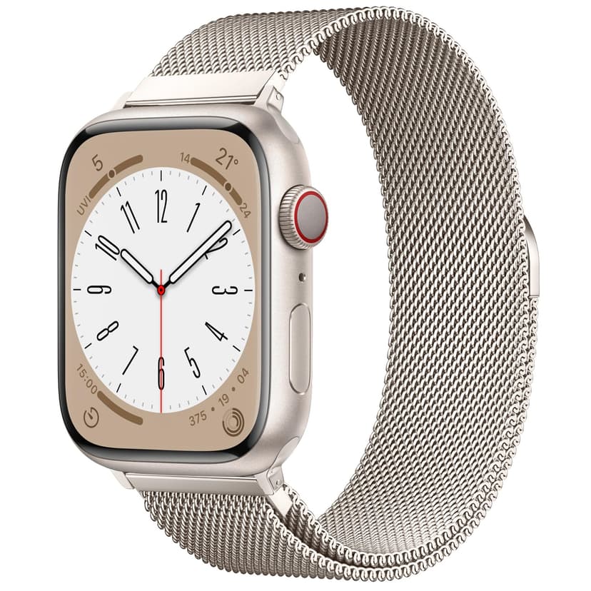 Original Stainless Steel Milanese Loop Compatible with Apple Watch Band 38mm 40mm 41mm 42mm 44mm 45mm 49mm, Magnetic Clasp Replacement Band for iwatch Series 9, Ultra 2/Ultra, SE/SE 2nd Generation, 8 7 6 5 4 3 2 1, Women & Men Watch Bands for iWatch (Starlight, 41mm/40mm/38mm)