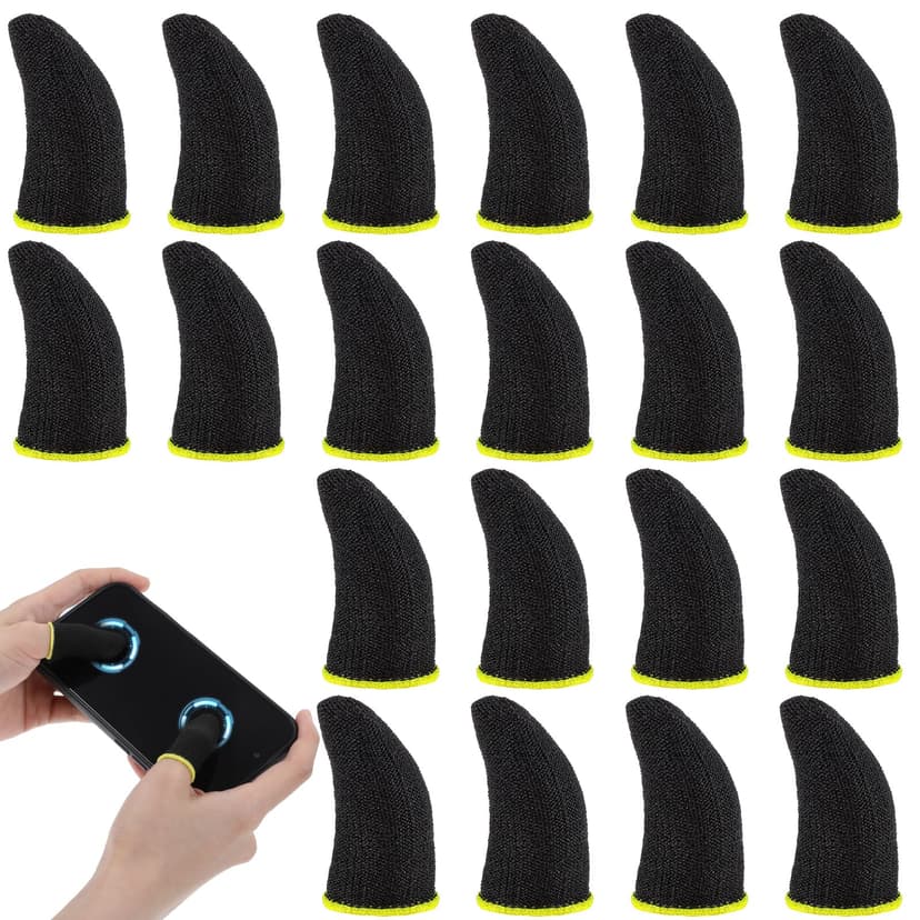20 PCS Finger Sleeves for Gaming, Carbon Thumb Sleeves Mobile Gaming, Black Gaming Finger Sleeves, Sweatproof Breathable Mobile Gaming Finger Sleeve for Phone Tablet Gamer Stabilizer