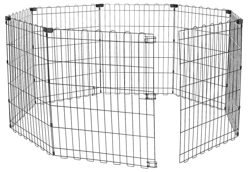 Amazon Basics Foldable Octagonal Metal Exercise Dog Playpen - Indoor/Ou, , Blacktdoor, No Door, Small (8 Panels, 24 x 30), Easy to assemble, store, and customize, 30" - Small, Black