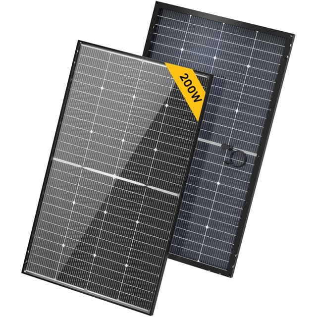 BougeRV 12V N-Type 16BB 200W Bifacial Solar Panel, 12V 200 Watt Solar Panel, for RV Camping Boat Marine Log Cabin Roof, Black Frame (1PCS)
