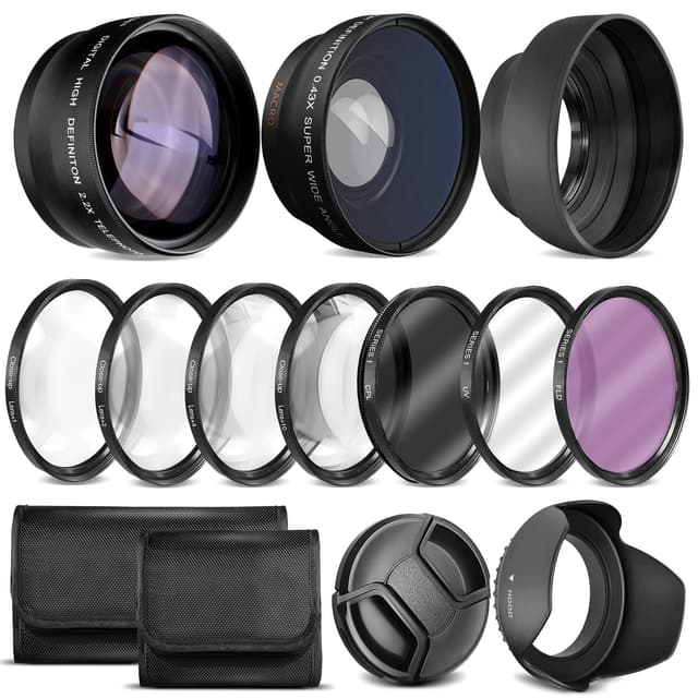 Ultra Deluxe Lens Kit for Canon Rebel T3, T5, T5i, T6, T6i, T7, T7i, EOS 80D, EOS 77D Cameras with Canon EF-S 18-55mm is II Lens - Includes: 7pc 58mm Filter Set + 58mm Wide Angle and Telephoto Lens