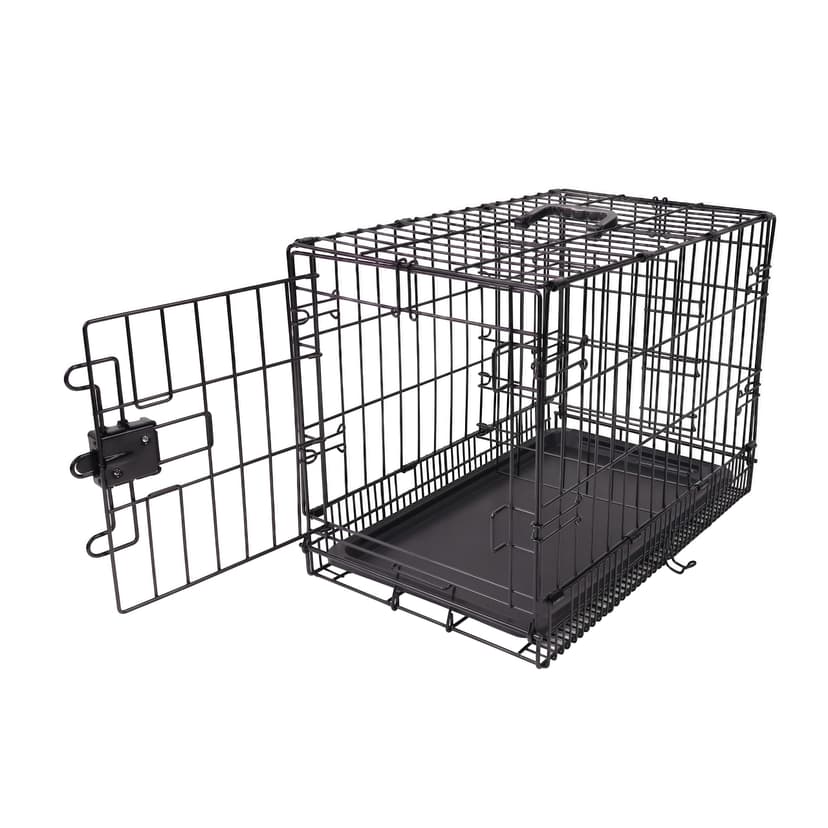 Amazon Basics Portable, Foldable Metal Wire Small Dog Crate with Removable Tray, Divider Panel, Single Door, Easy to Assemble, 24" x 18" x 20", Black
