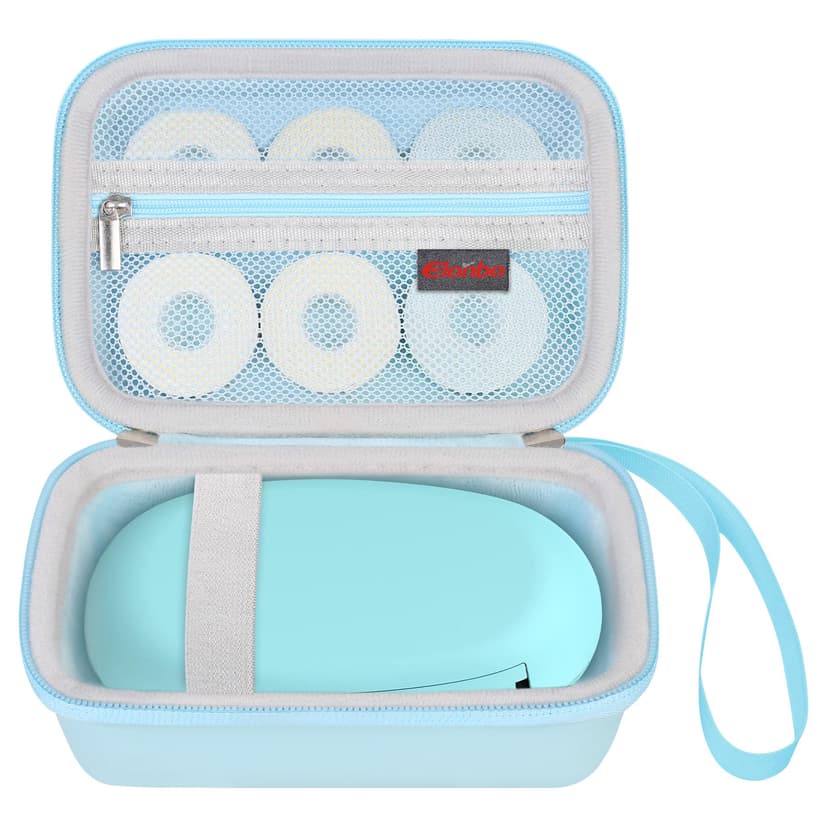 Elonbo Carrying Case for SUPVAN E10 Bluetooth Label Maker Machine, Portable Mini Thermal Label Printer Storage Holder, Wireless Small Handheld Sticker Maker Travel Bag, Pocket Fits Paper, Blue