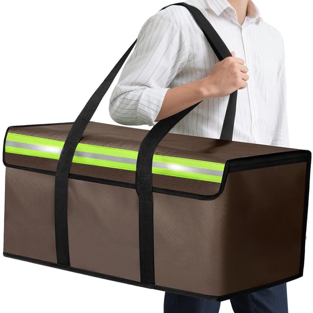 Amerbro Large Fireproof Document Bags 24x12x12in, Fireproof Document Box for Cash, Photo Albums, Valuables, Extra Large Fireproof Bag Waterproof Document Storage with Reflective Strip, Brown