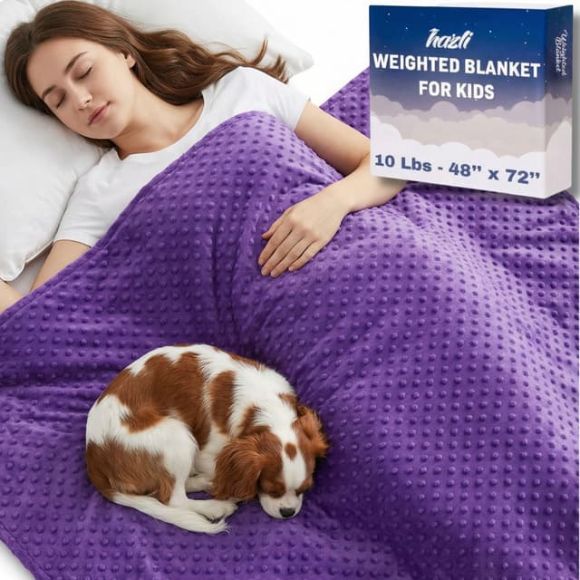 hazli 10 LBs 48" x 72" Super Soft Weighted Blanket for Kids with Removable Cover - Children Heavy Blanket for Girls and Boys - Kids Weighted Blanket