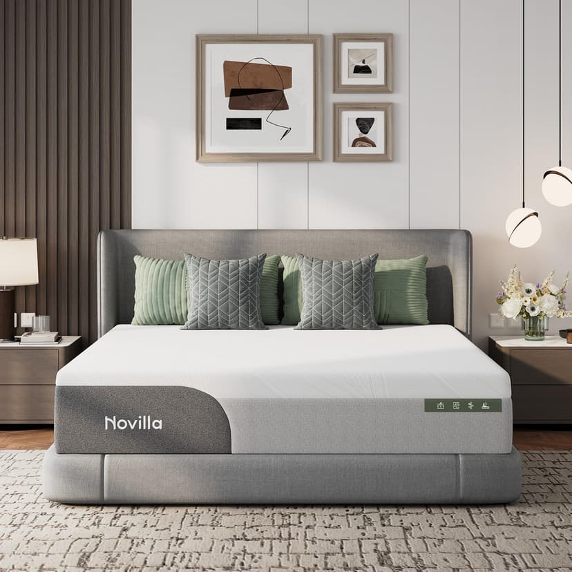 Novilla Bliss Cooling Queen Size Mattress, 12 Inch Gel-Infused Memory Foam Mattress Queen Size in a Box with Cool-Touch Nylon Cover, Pressure Relief & Body Support with CertiPUR-US Certified Foam