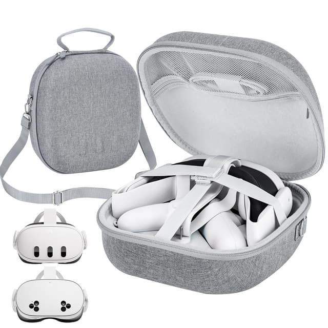 Siwket Hard Carrying Case Compatible with Meta Quest 3S/Quest 3 Official Original/Elite Strap VR Gaming Headset, Portable Travel Vision Pro Case for Touch Controllers Accessories