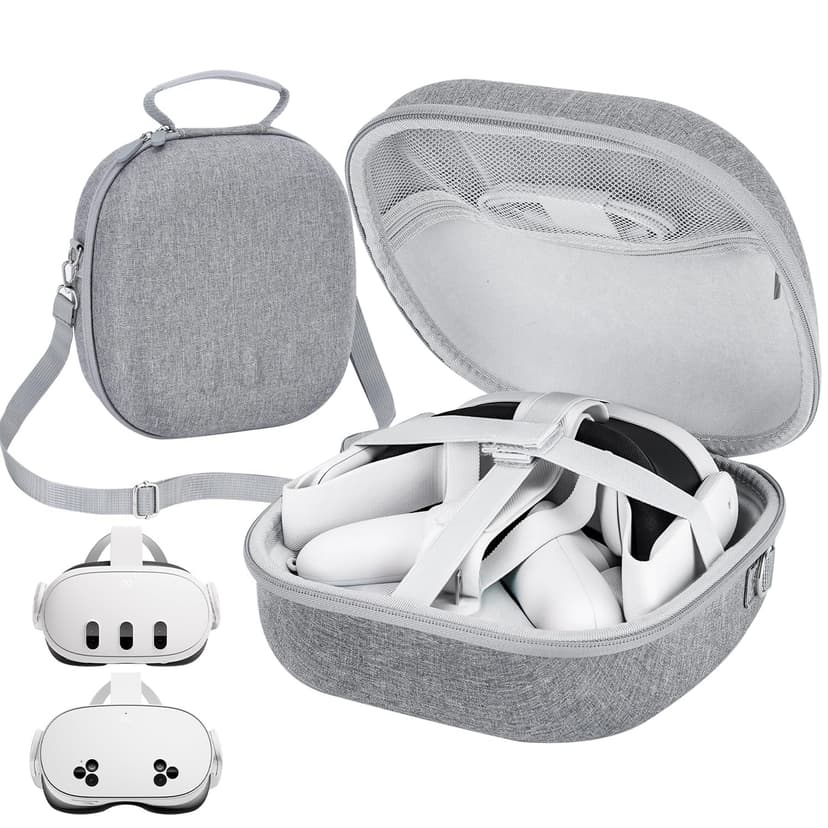 Siwket Hard Carrying Case Compatible with Meta Quest 3S/Quest 3 Official Original/Elite Strap VR Gaming Headset, Portable Travel Vision Pro Case for Touch Controllers Accessories