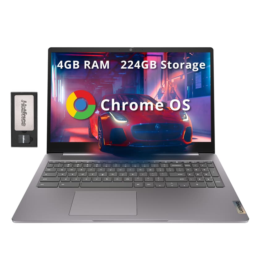 Lenovo Ideapad 3 15.6" FHD Chromebook, Intel Celeron N4500, 4GB RAM, 224GB Storage (64GB SSD+160GB Docking Station Set), ‎Intel UHD Graphics, Full Size Keyboard, Chrome OS, Artic Gray