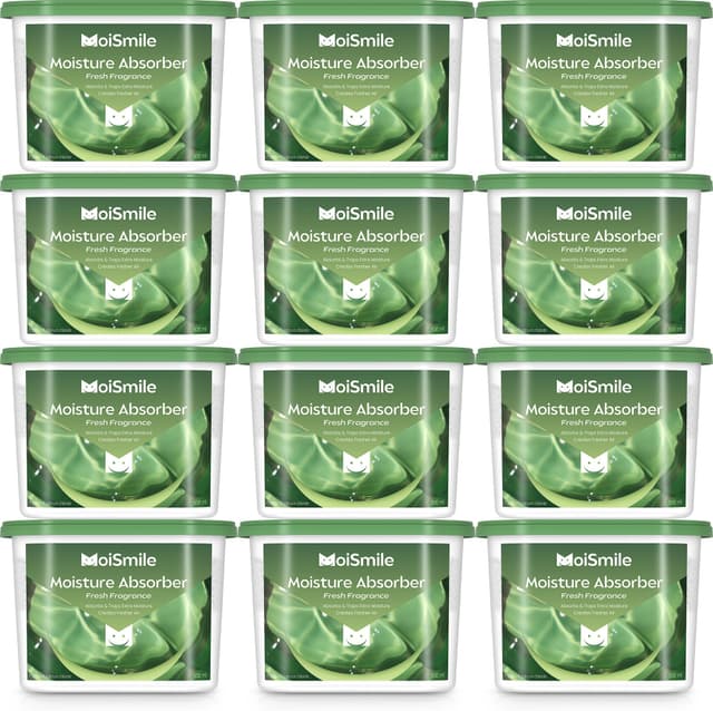 Moismile Moisture Absorbers 12 Packs, 10.8OZ Fresh Scent Efficient Humidity Absorber ＆ Odor Eliminator Boxes, Refillable Car Dehumidifier for Closet, Bathroom, Basement＆ RV