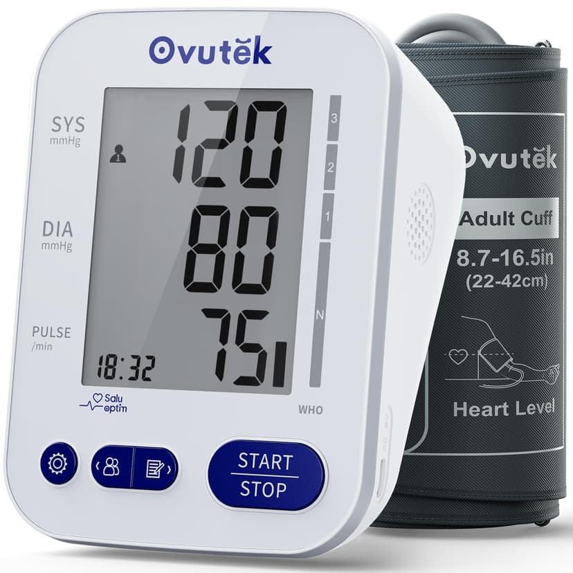 Ovutek Blood Pressure Monitors for Home Use: Large BP Cuff with 240 Memories for 2 Users, Upper Arm Blood Pressure Machine, Accurate BP Monitor with Batteries Type-C Cable