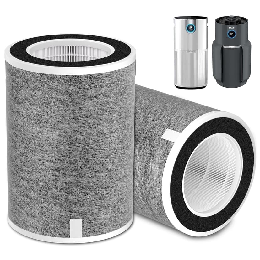 2 Pack HP201 HP302 Replacement Filter Compatible with Shark HP201 HP202 HP232 HP301 HP302 HC502 AP1000 Air Purifier MAX, H13 True HEPA Cleans up to 99.97% Particles, Part# HE2FKBAS, HE2FKBASMB