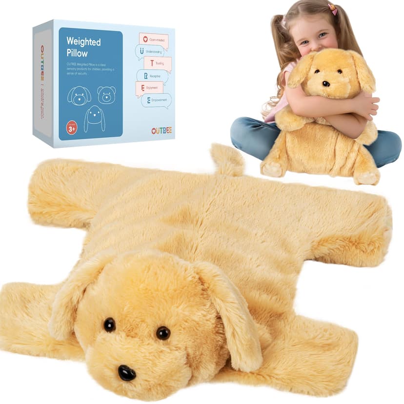 OUTREE Weighted Lap Pad for Kids 22.83 * 19.69 in,Weighted Stuffed Animals for Sensory Needs,4.5LBS Puppy-Shaped Weighted Lap Blanket,Sensory Toys for Kids with Autism