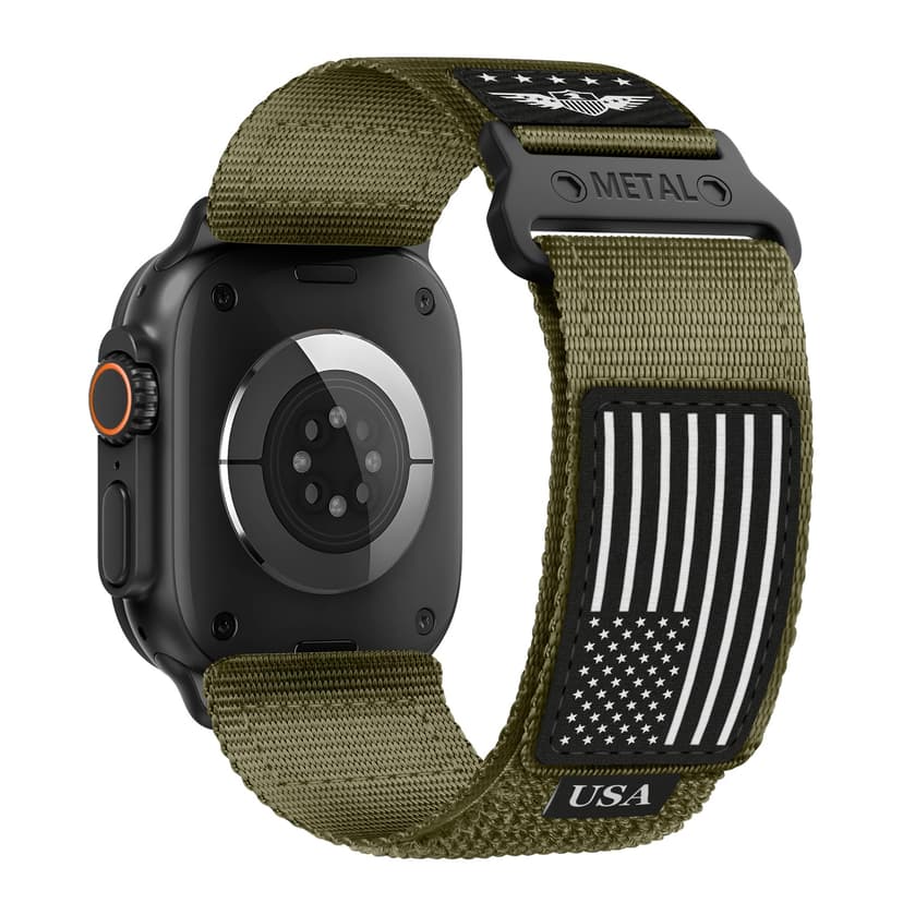 Rugged Nylon for Apple Watch Ultra 2/ Ultra 3 Band Series 11/10/9/8/7/6/5/4/3/SE iWatch Bands Men,Soft Woven Stars-Stripes Flag Wristbands Strap for Apple Watch Ultra 3/2/1 49mm 46mm 45mm 44mm 42mm