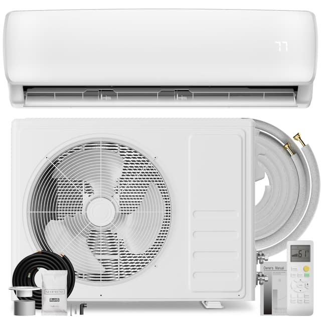 MEPTY 12000BTU Mini Split AC/Heating System, 19 SEER2 Energy Efficient Mini Split Air Conditioner with Heat Pump, Cools Up to 750sq.ft, Ductless Inverter AC Unit with Pre-Charged Condenser