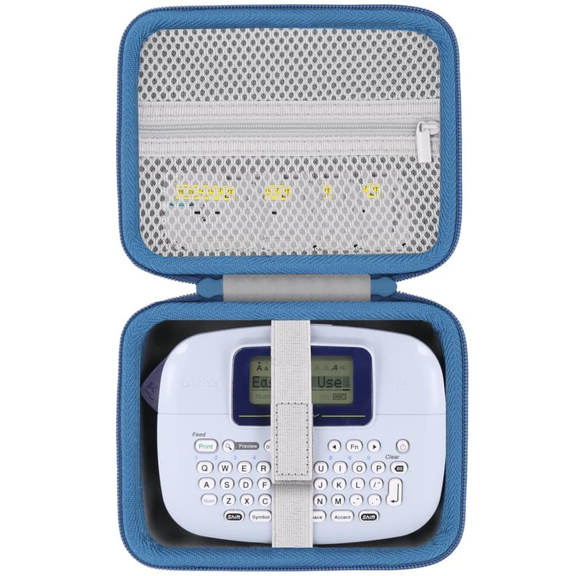 Baval Label Printer Case Compatible with Brother PT-M95 P-Touch Monochrome Label Maker and Label Tapes(Gray Case,Blue Zipper)