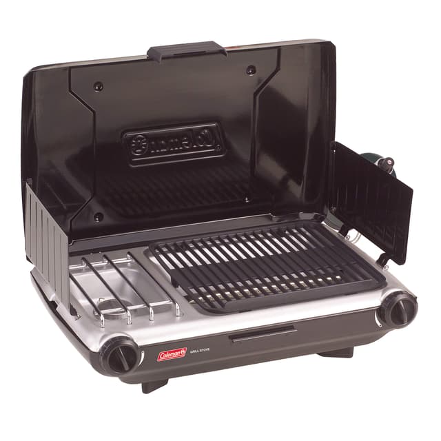 Coleman Tabletop 2-in-1 Camping Grill/Stove, 2-Burner Propane Grill & Stove with Adjustable Burners & 20,000 BTUs of Power