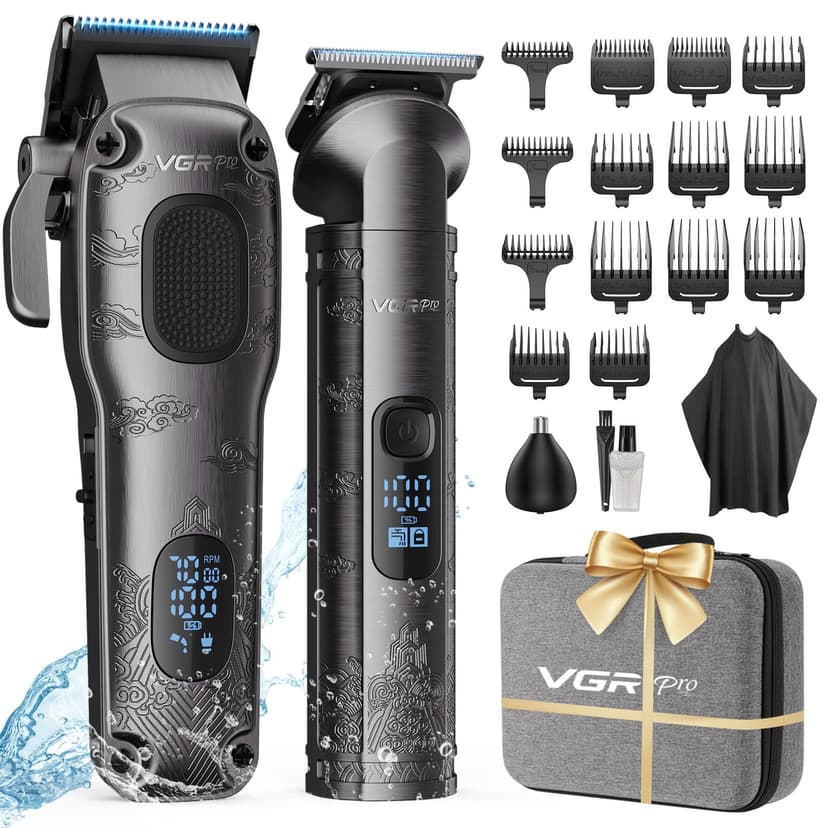 Vgrpro Hair Clippers for Men Professional, Cordless Hair Clippers for Hair Cutting, Mens Clippers and Trimmers Set, Electric Hair Trimmer for Men with Package Box (Gray)