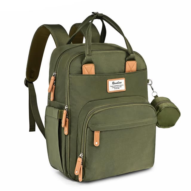 RUVALINO Diaper Bag Backpack - Multifunction Travel Back Pack Maternity Baby Changing Bags, Diaper Changing Totes, Large Capacity, Waterproof and Stylish, Baby Travel Essential, Army Green