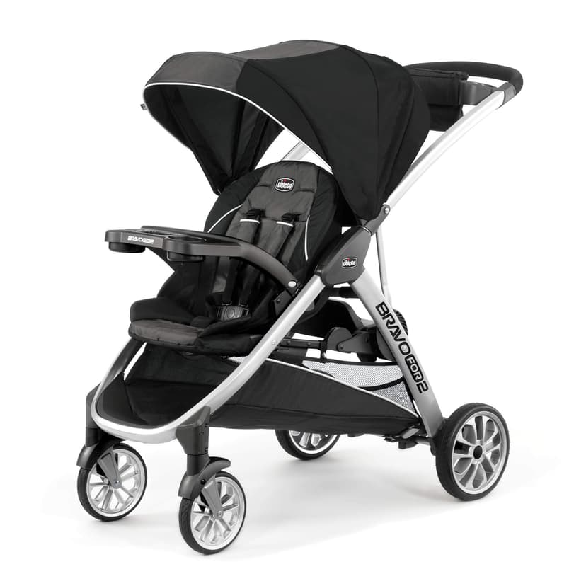 Chicco BravoFor2 Standing/Sitting Double Stroller - Iron | Black/Grey