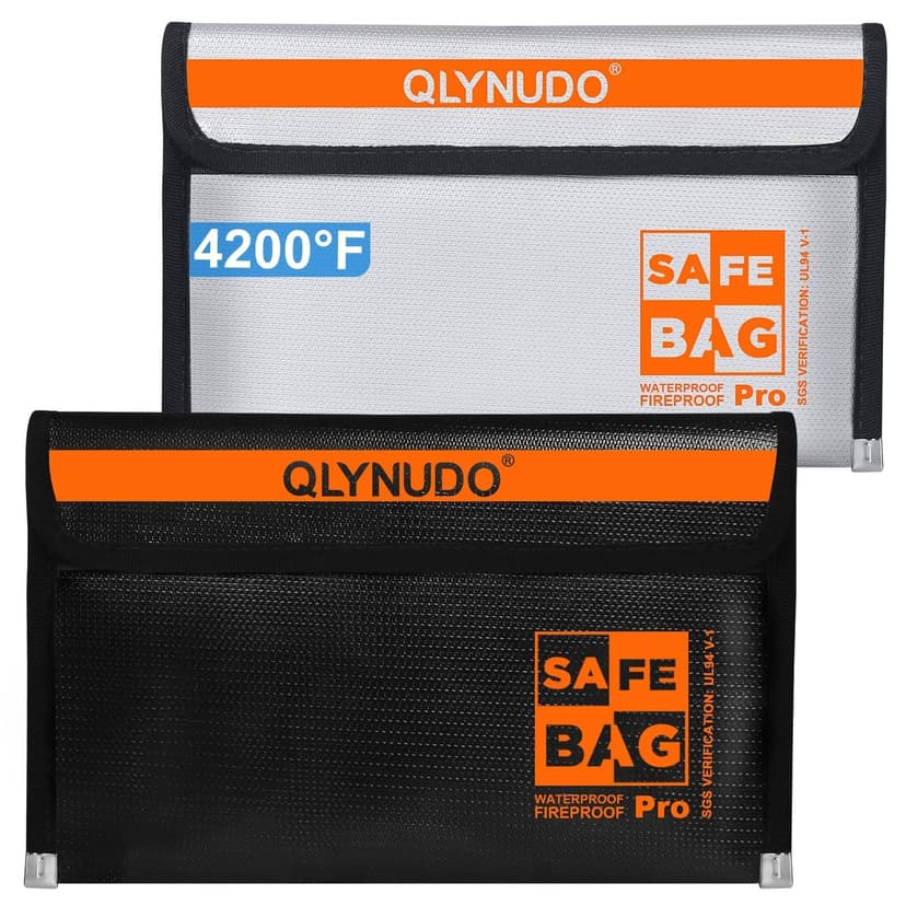 Money Envelopes for Cash Organizer (2-Pack) - Small Fireproof Document Bag 9.5x5.8" Set & Cash Stuffing Pouch - Waterproof Safe Accessories for Savings Challenge (Zipper Closure)