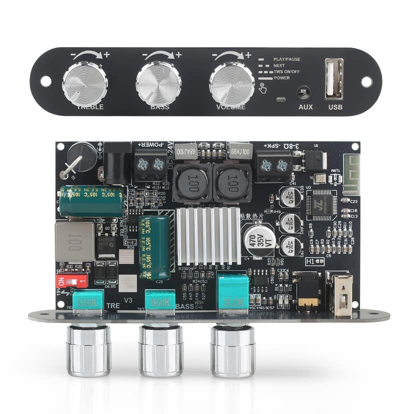 Wuzhi Audio ZK-1001U Mono Amplifier Board with TWS, 100W Power Output, Vehicle Amplifier Wide Voltage Input 9-24V, Supports USB/AUX/Bluetooth