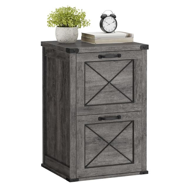 VASAGLE File Cabinet, Filing Cabinet with 2 File Drawers, Printer Stand, Fit A4, Letter Size, Hanging File Folders, Modern Farmhouse Style, for Home Office, Misty Gray UOFC048G01