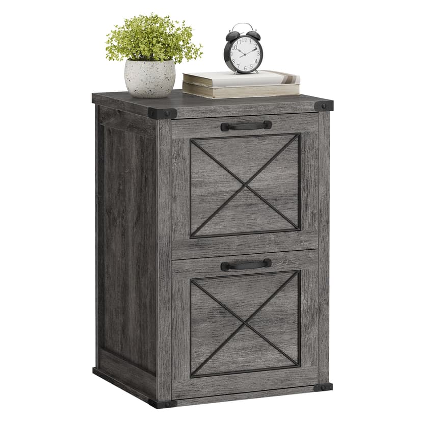 VASAGLE File Cabinet, Filing Cabinet with 2 File Drawers, Printer Stand, Fit A4, Letter Size, Hanging File Folders, Modern Farmhouse Style, for Home Office, Misty Gray UOFC048G01